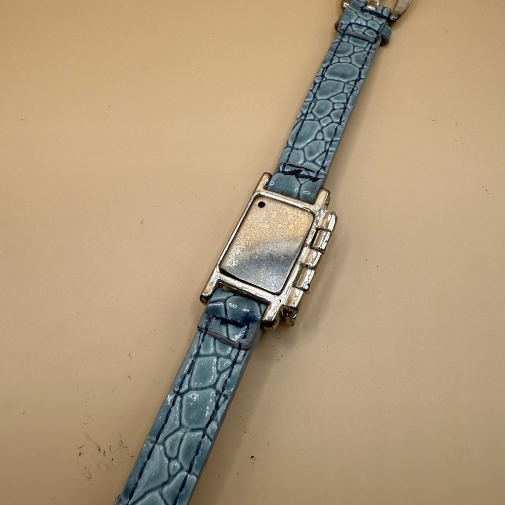 Opening Envelope Bracelet On Light Blue-Gray w/ a Glossy Crocodile Embossed Band - Picture 8 of 11